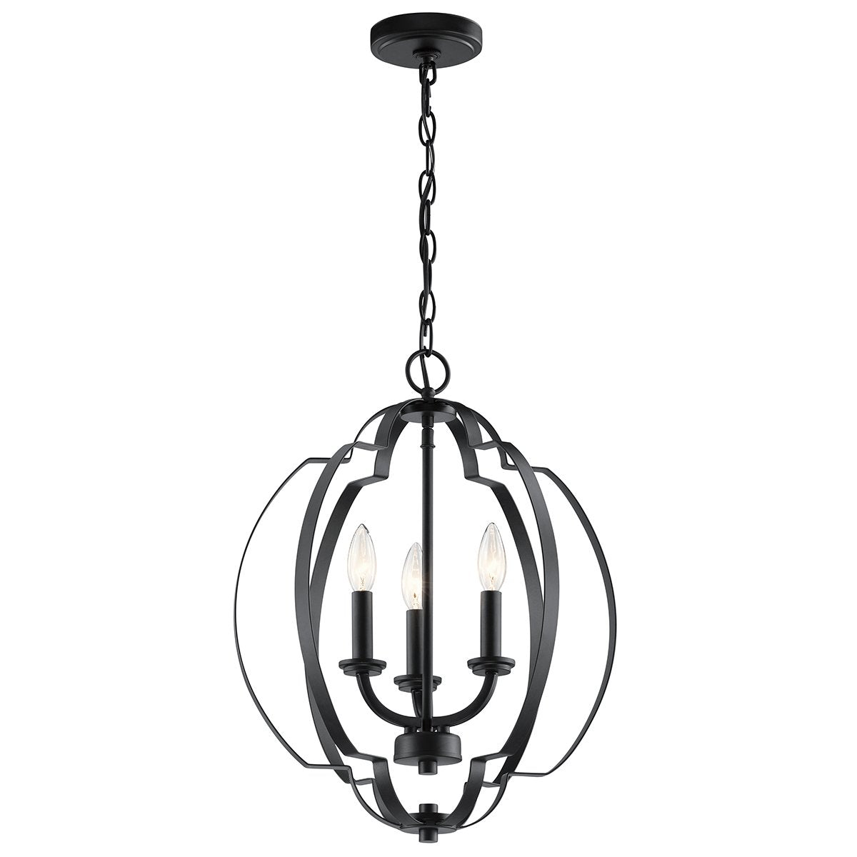 Voleta 20.75" 3 Light Pendant Black on a white background