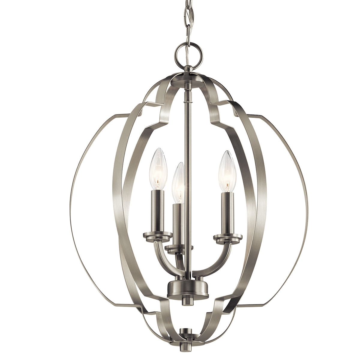 Close up view of the Voleta 20.75" 3 Light Pendant Nickel on a white background