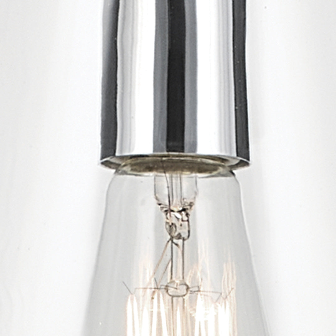 Close up view of the Everly 15.25" 1-Light Cone Pendant with Clear Glass in Chrome on a white background