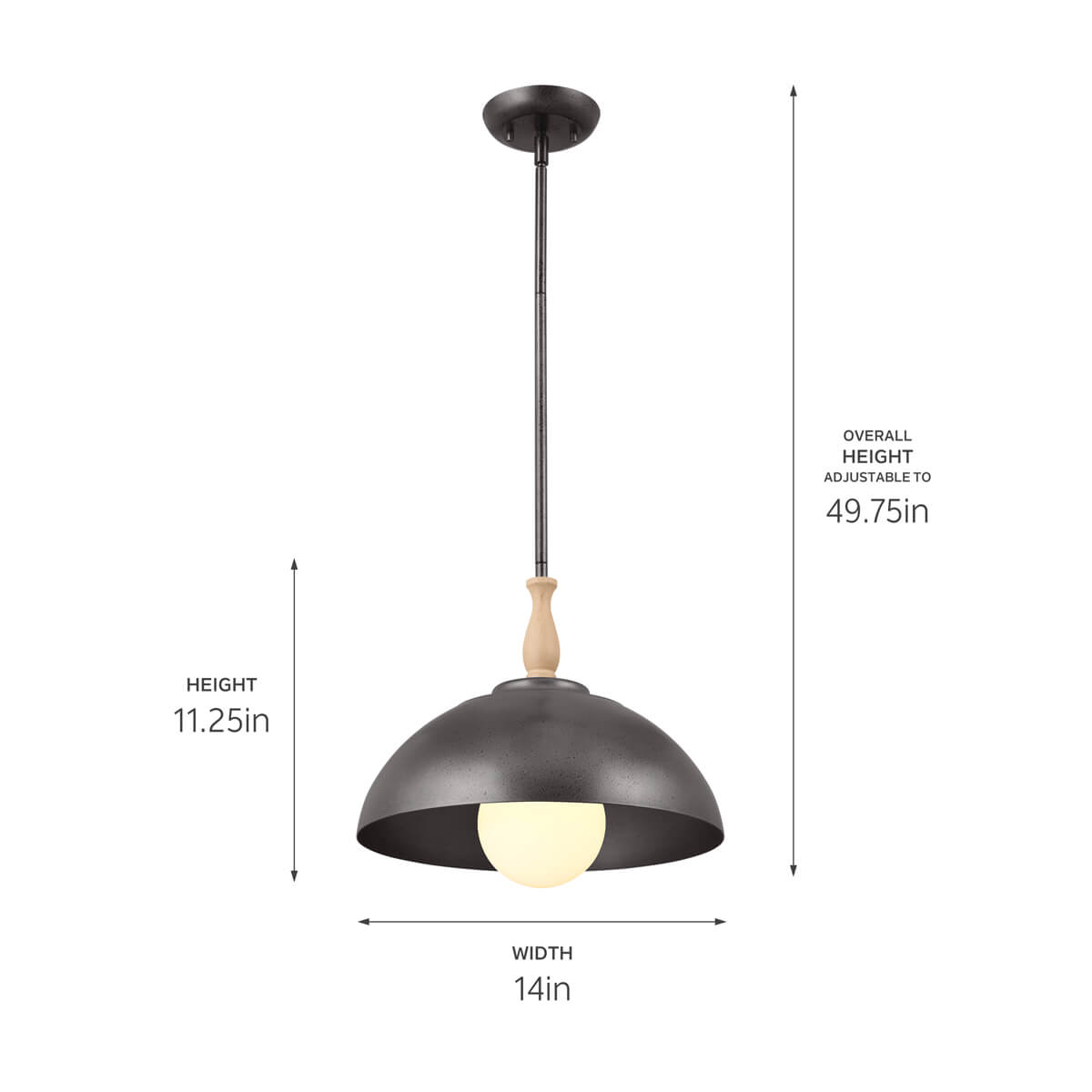 KICHLER Fira 52476 14" 1 Light Pendant