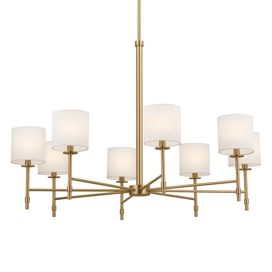 Ali 38.5" 8 Light Chandelier Brushed Natural Brass on a white background