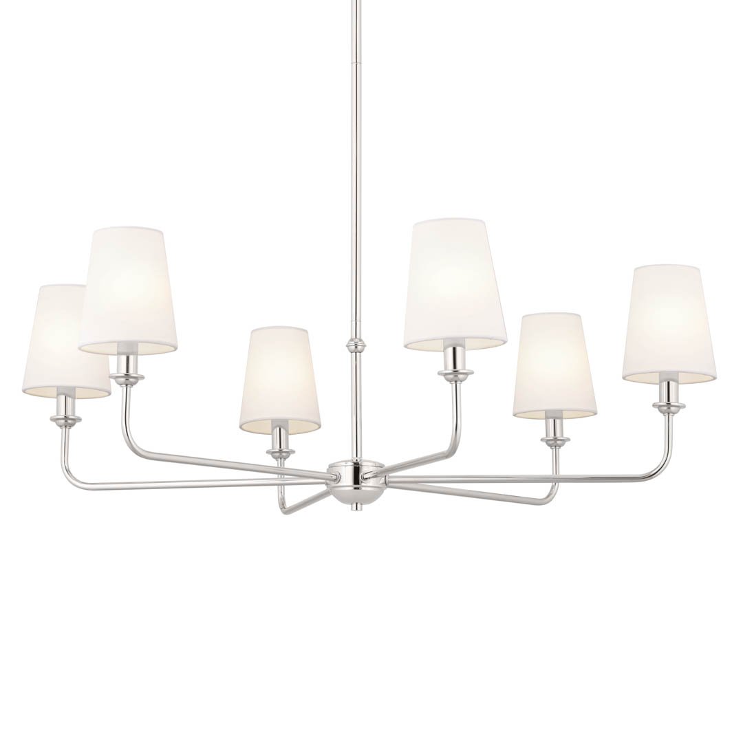 Pallas 32.25" 6 Light Chandelier Polished Nickel on a white background