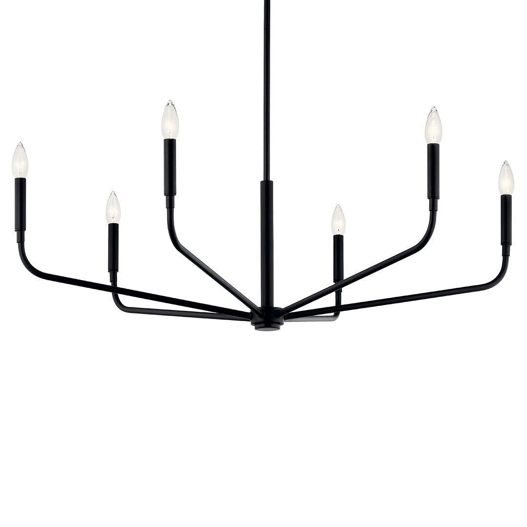 The Madden 38 Inch 6 Light Chandelier in Black on a white background