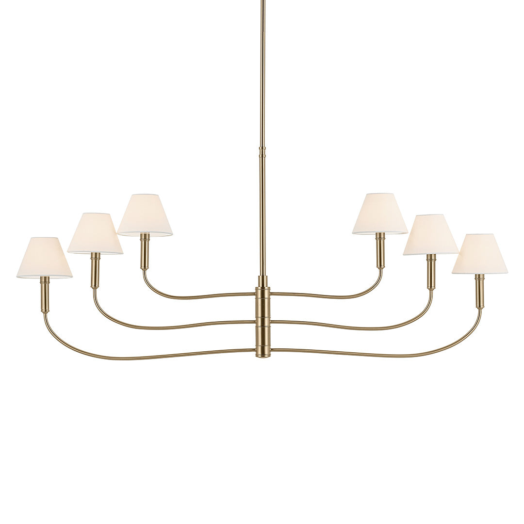 Front view of the Eadie 51.5 Inch 6 Light Chandelier in Champagne Bronze on a white backround