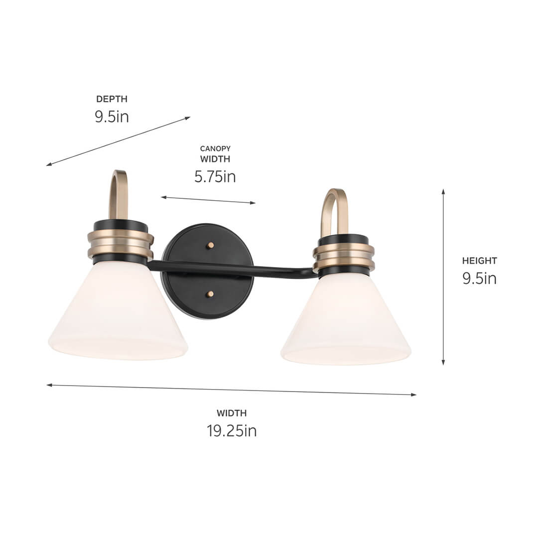 KICHLER Farum 55154 2 Light Vanity Light with Frosted/Clear Glass