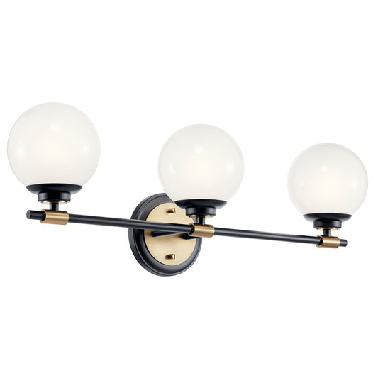 KICHLER Benno 55172 3 Light Vanity with Frosted Glass in Polished Nickel and Brushed Nickel