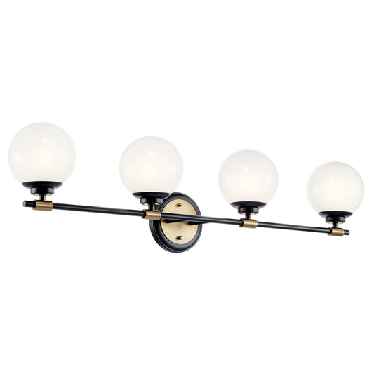 KICHLER Benno 55173 4 Light Vanity with Frosted Glass in Polished Nickel and Brushed Nickel
