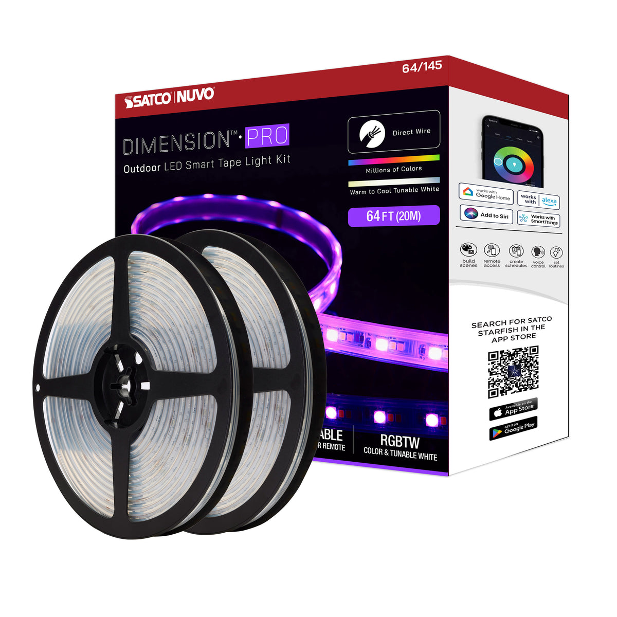 Satco 64-145 Dimension Pro 64FT Hi-Output RGBTW Tape Light Kit IP65