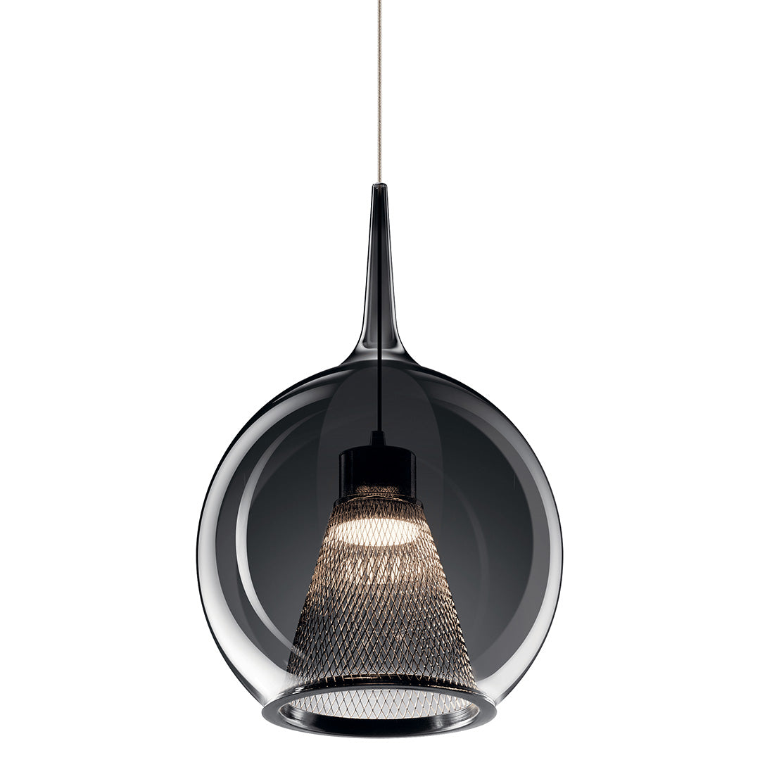 Zin 1 Light Round LED Mini Pendant Chrome on a white background