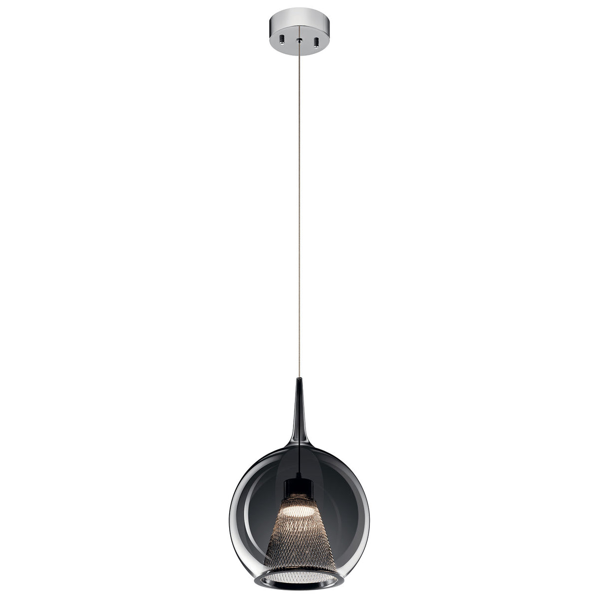 Zin 1 Light Round LED Mini Pendant Chrome on a white background