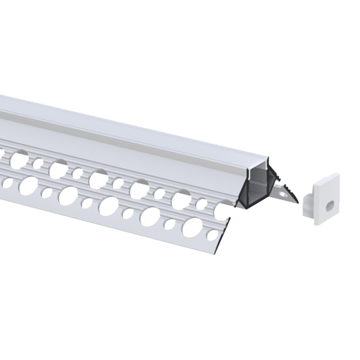 Luxrite LR43130 96" recessed 0.51" plaster-in LED tape channel with end cap