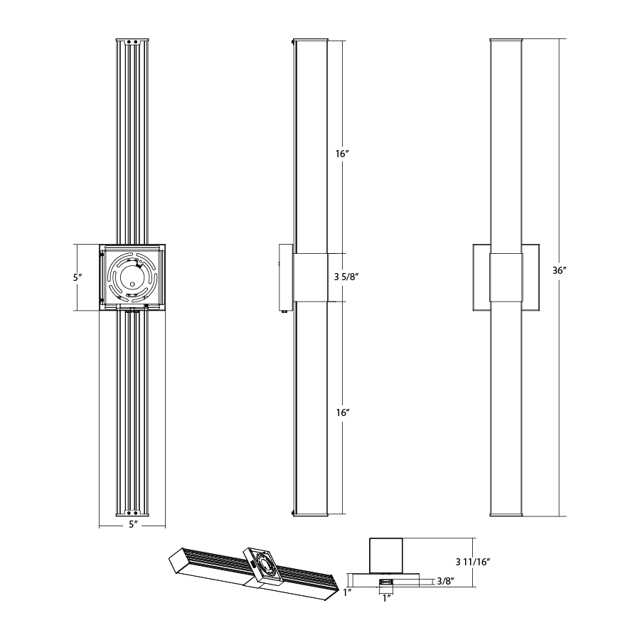 RAB ALR-36SBN 30W 36" Wall Vanity Selectable CCT Brushed Nickel