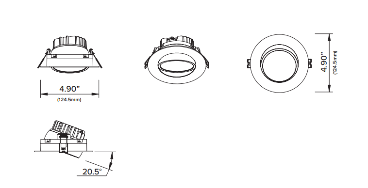 AML - DIP4 - 5CCT - WHAmerican Lighting DIP4 360° Gimbal 4inch Downlight Selectable CCT