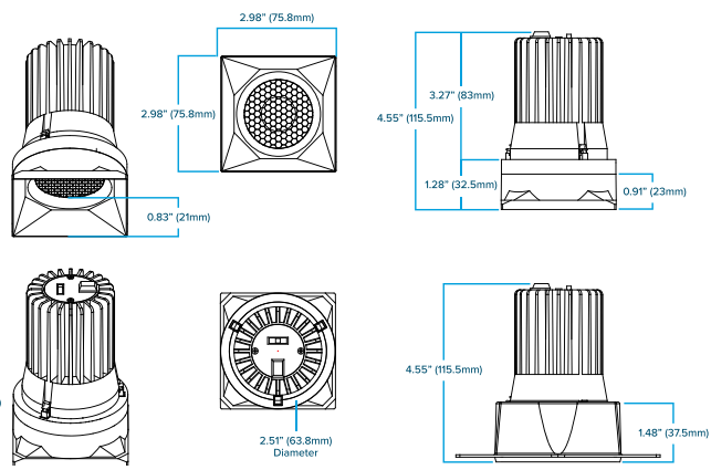 AML - RHYM - DL3Q - 15 - 36 - THNC - 5CCT - WHAmerican Lighting RHYM - DL3Q - 15 Rhyme 3" 15W Deep Baffle Downlight