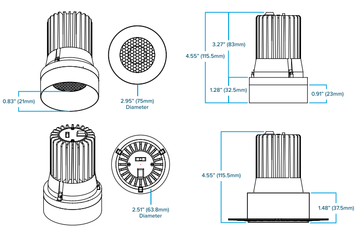 AML - RHYM - DL3R - 15 - 36 - THNC - 5CCT - WHAmerican Lighting RHYM - DL3R - 15 Rhyme 3" 15W Deep Baffle Downlight