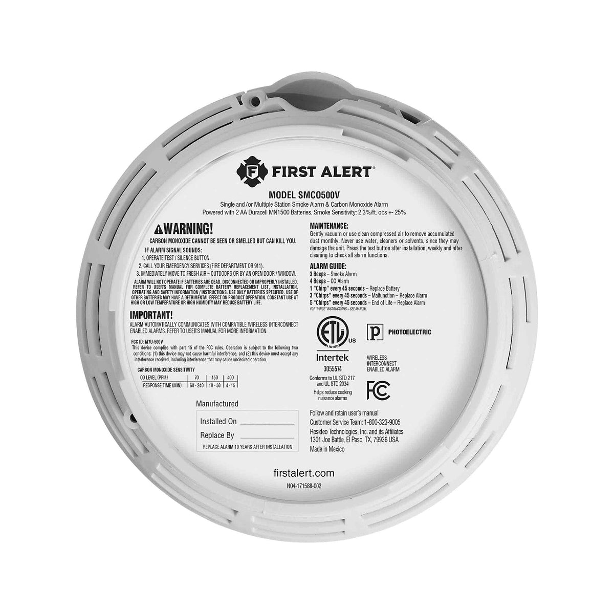 BRK-SMCO500VBRK SMCO500V Interconnect Battery - Operated Smoke & CO Alarm with Voice