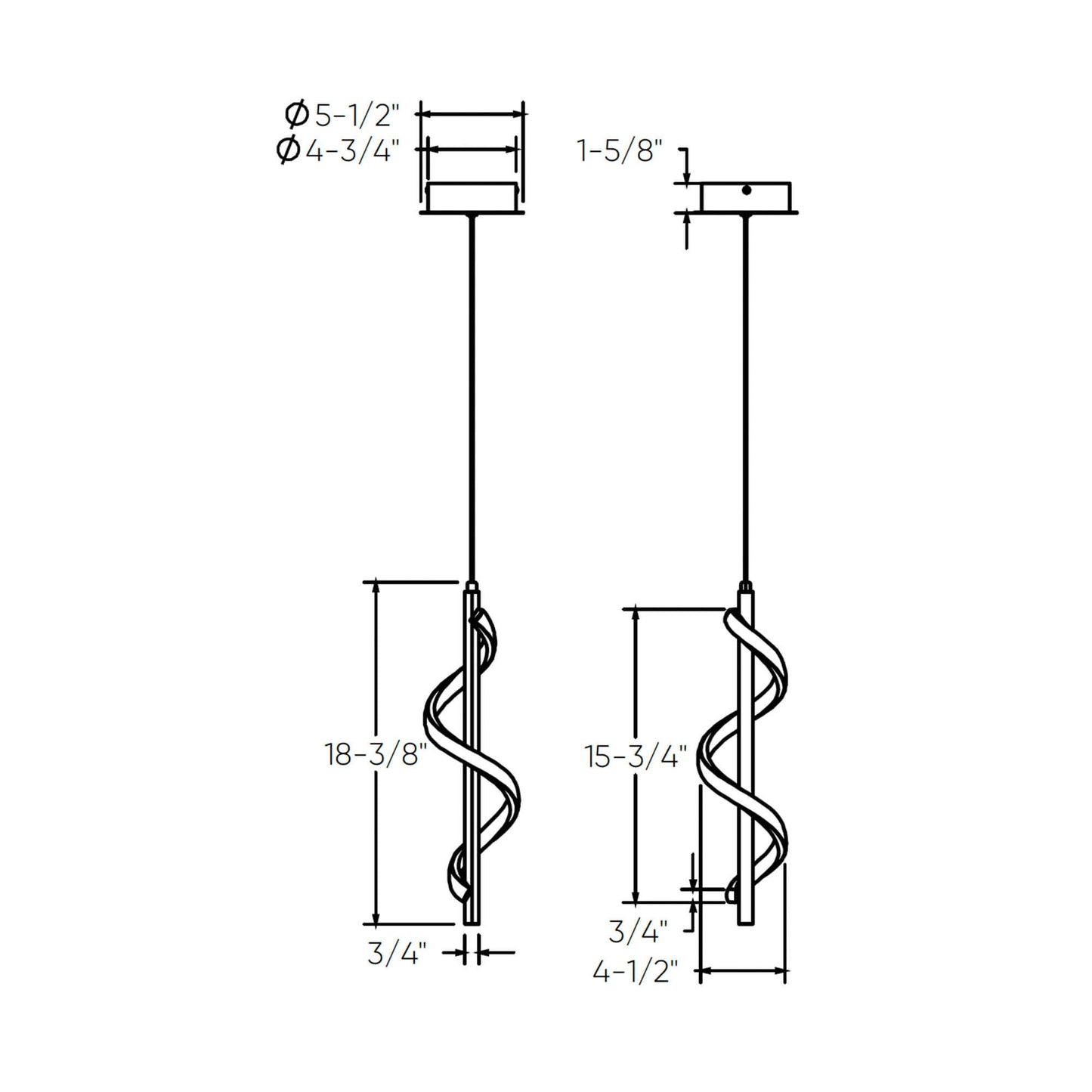 DALS - BRPD18 - CC - BKDals Lighting BRPD18 - CC Spin 18″ 18W LED Pendant Selectable CCT
