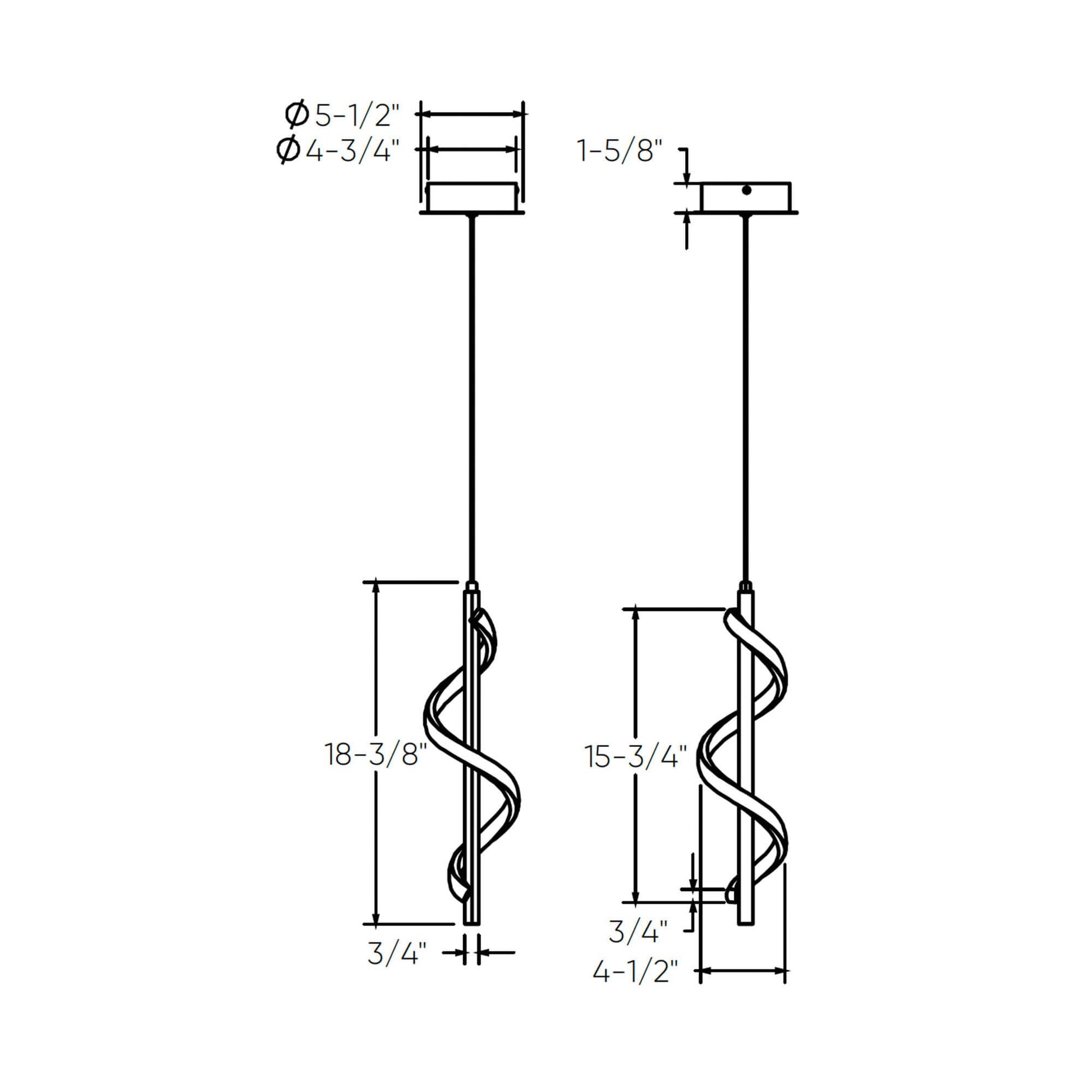 DALS - BRPD18 - CC - BKDals Lighting BRPD18 - CC Spin 18″ 18W LED Pendant Selectable CCT