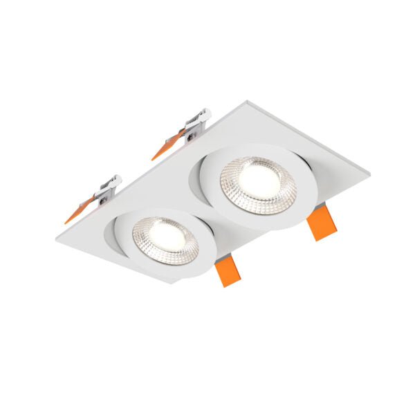 DALS-FGM4-CDW-DUO-WHDals Lighting FGM4-CDW-DUO Double 4" 18W Flat Gimbal Recessed Downlight Selectable CCT + Dim-to-Warm