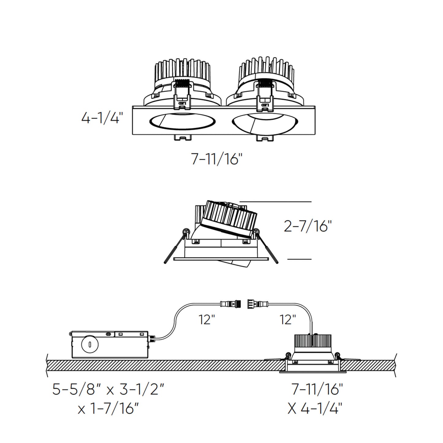 DALS - GBR35 - CC - DUO - BKDals Lighting GBR35 - CC - DUO 3.5” 24W Double Regressed Gimbal Downlight Selectable CCT