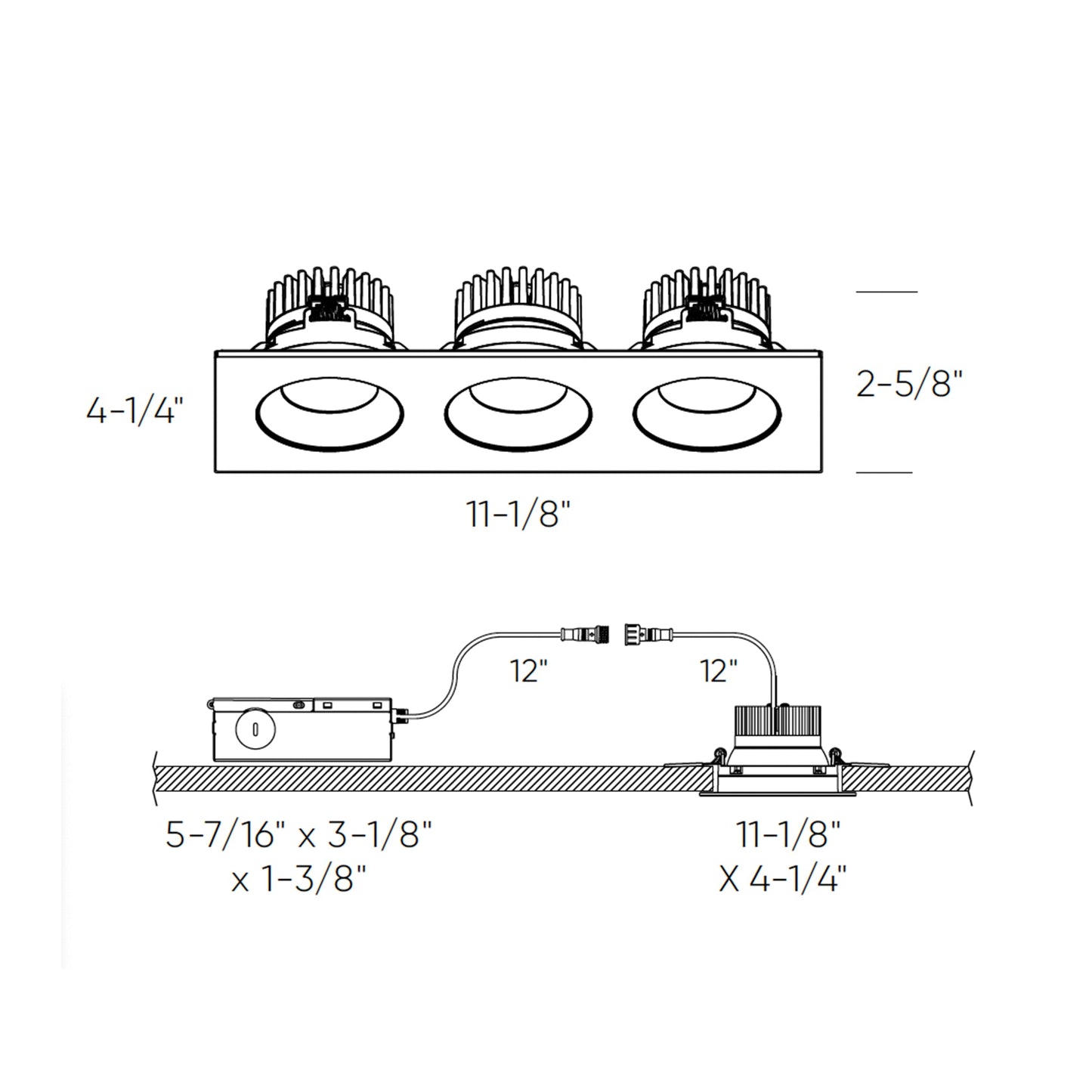 DALS - GBR35 - CC - TRIO - BKDals Lighting GBR35 - CC - Trio 3.5” 36W Triple Regressed Gimbal Downlight Selectable CCT