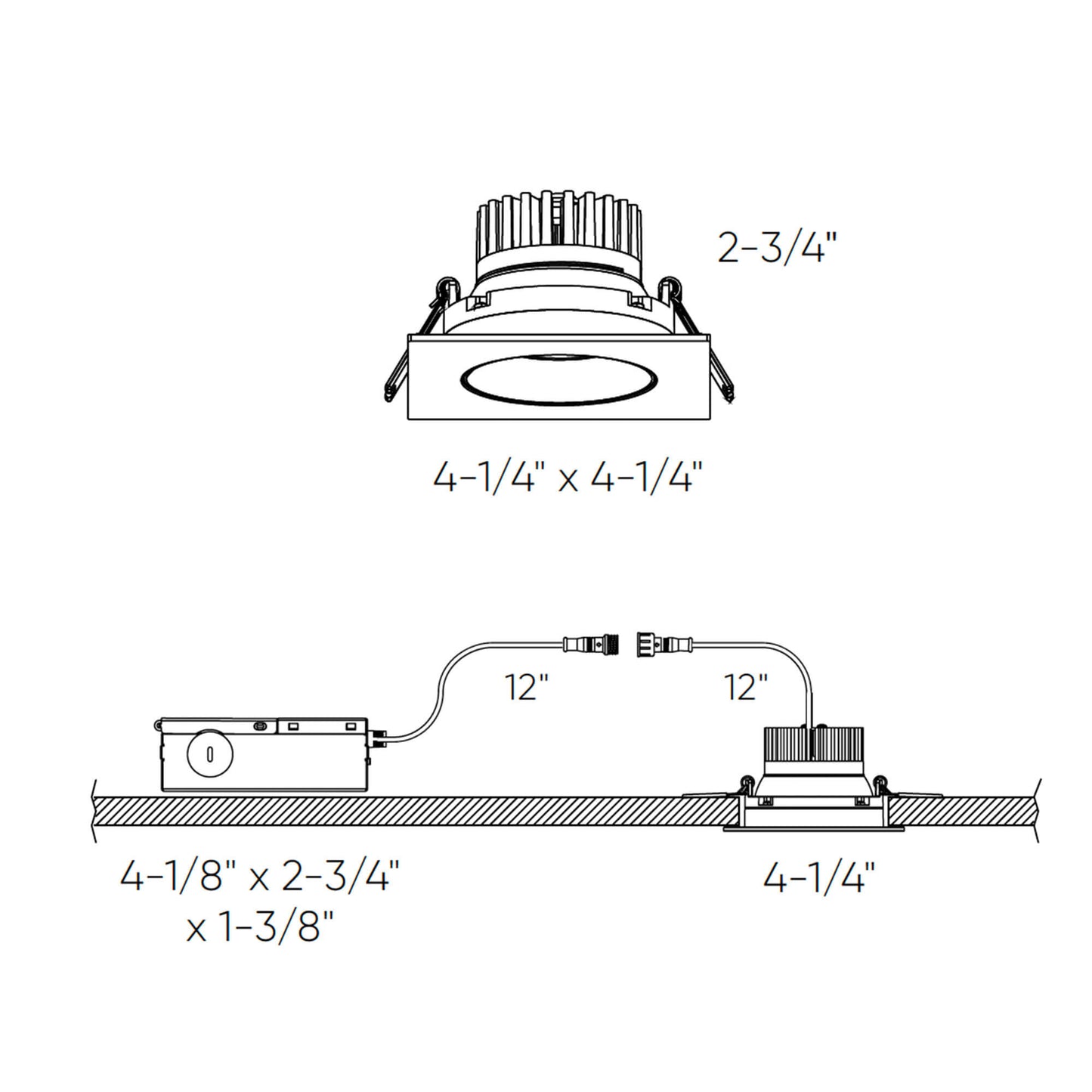 DALS - GBR35SQ - CC - BKDals Lighting GBR35SQ - CC 3.5” 12W Square Regressed Gimbal Downlight Selectable CCT