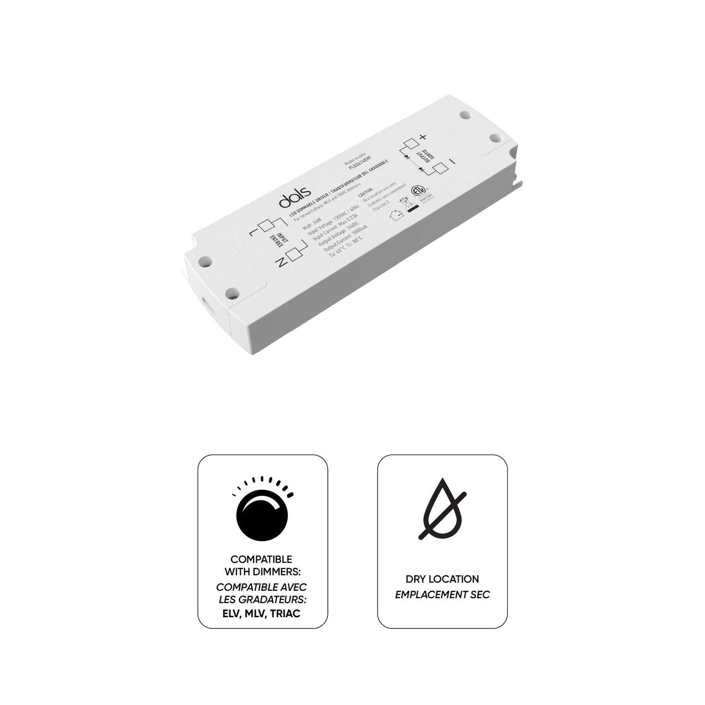 DALS-PLD2448DIMDals Lighting PLD24DIM 24VDC Dimmable LED Compact Driver