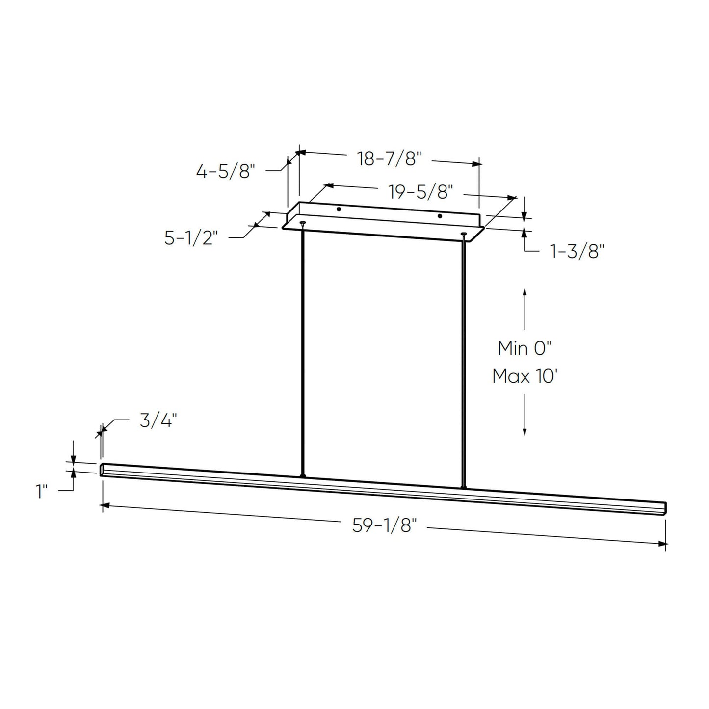 DALS - SLPD60 - CC - WHDals Lighting SLPD60 - CC Current 60" 32W LED Linear Pendant Selectable CCT