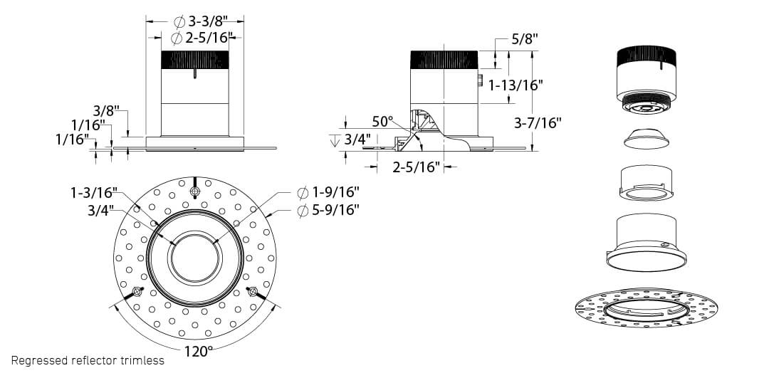DALS - RC03 - CC - 20 - RGWH - TWHDals Lighting VERSA RC03 - CC 3” 12W LED Modular Downlight Selectable CCT/Wattage