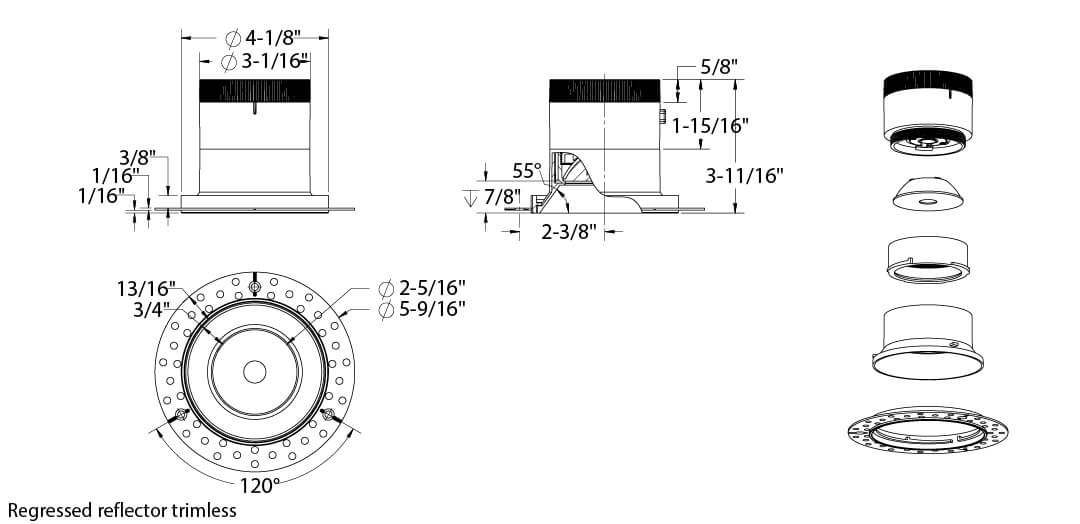 DALS - RC04 - CC - 20 - RGWH - TGDDals Lighting VERSA RC04 - CC 4” 24W LED Modular Downlight Selectable CCT/Wattage