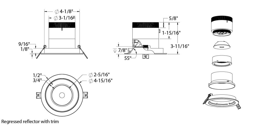 DALS - RC04 - CC - 20 - RGWH - TGDDals Lighting VERSA RC04 - CC 4” 24W LED Modular Downlight Selectable CCT/Wattage
