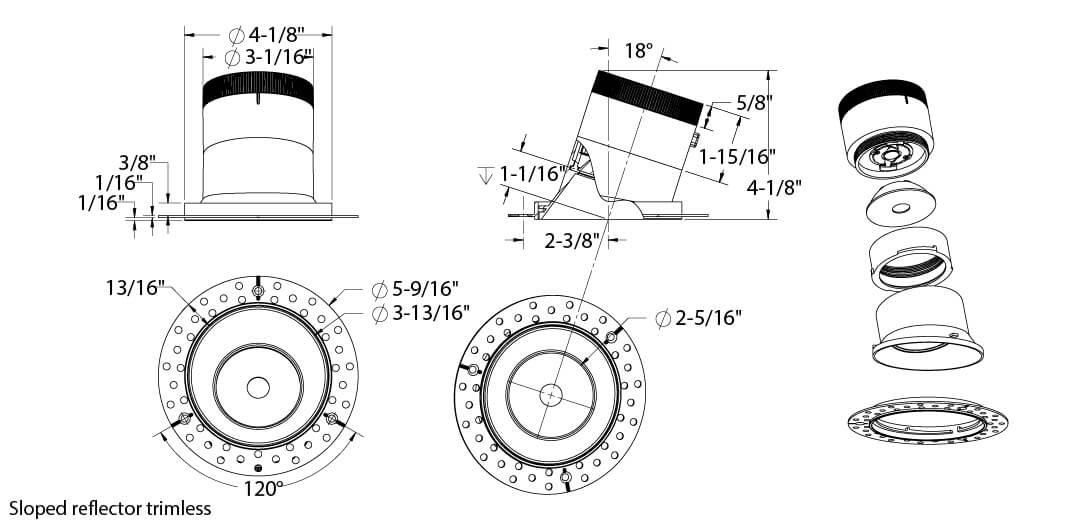 DALS - RC04 - CC - 20 - SLWH - TGDDals Lighting VERSA RC04 - CC 4” 24W LED Modular Sloped Downlight Selectable CCT/Wattage