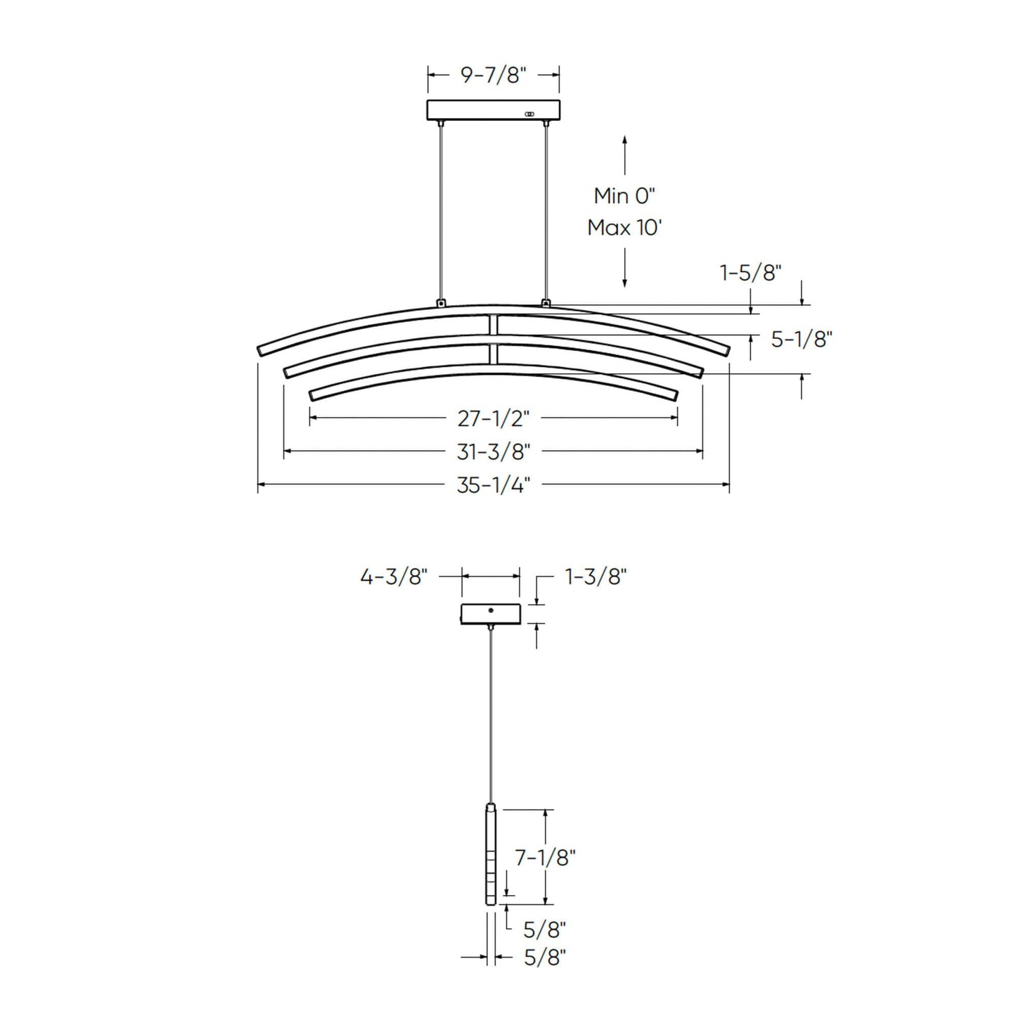 DALS - W3PD36 - CC - GDDals Lighting W3PD36 - CC Sway 36" 31W Three Tiered Pendant Selectable CCT