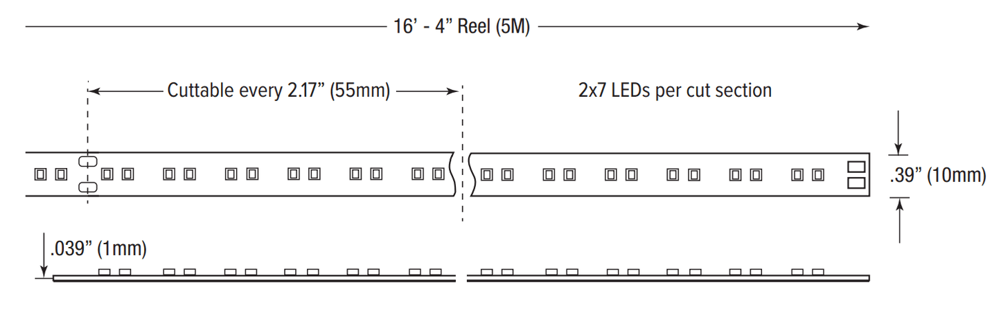 GML-LTRS24V3W18D30K16GM Lighting LTR-S-DTW-24V 3W 16FT PRO LED Tape Dim To Warm 30K/27K-18K