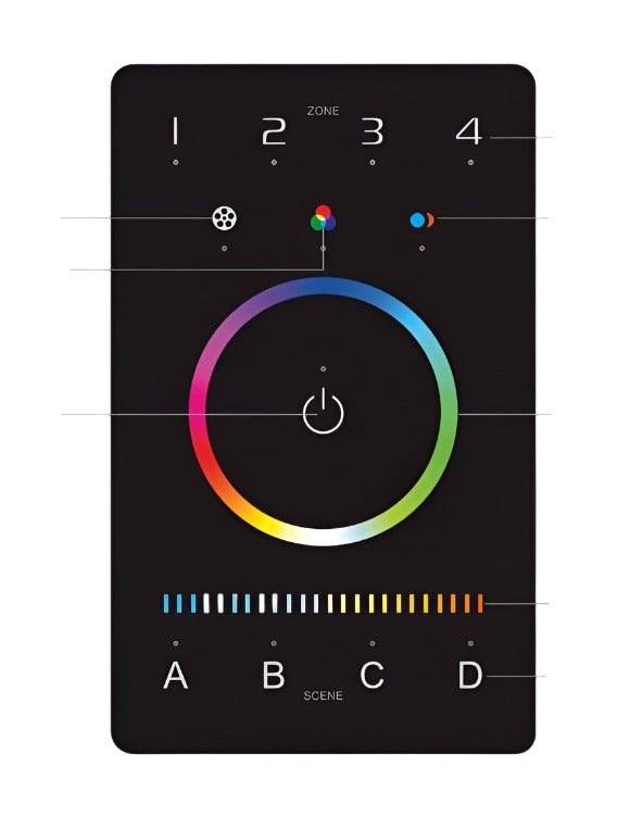 GML - WC5 - RGBTW - DMX - BTGM Lighting WC5 - RGBTW - DMX - BT RGBTW Bluetooth Wall Controller