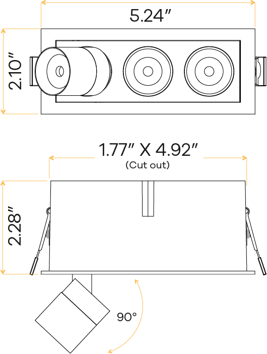 GDL-G21153Goodlite Dipper G21133 2" 9W 3 Head Combo Downlight Selectable CCT