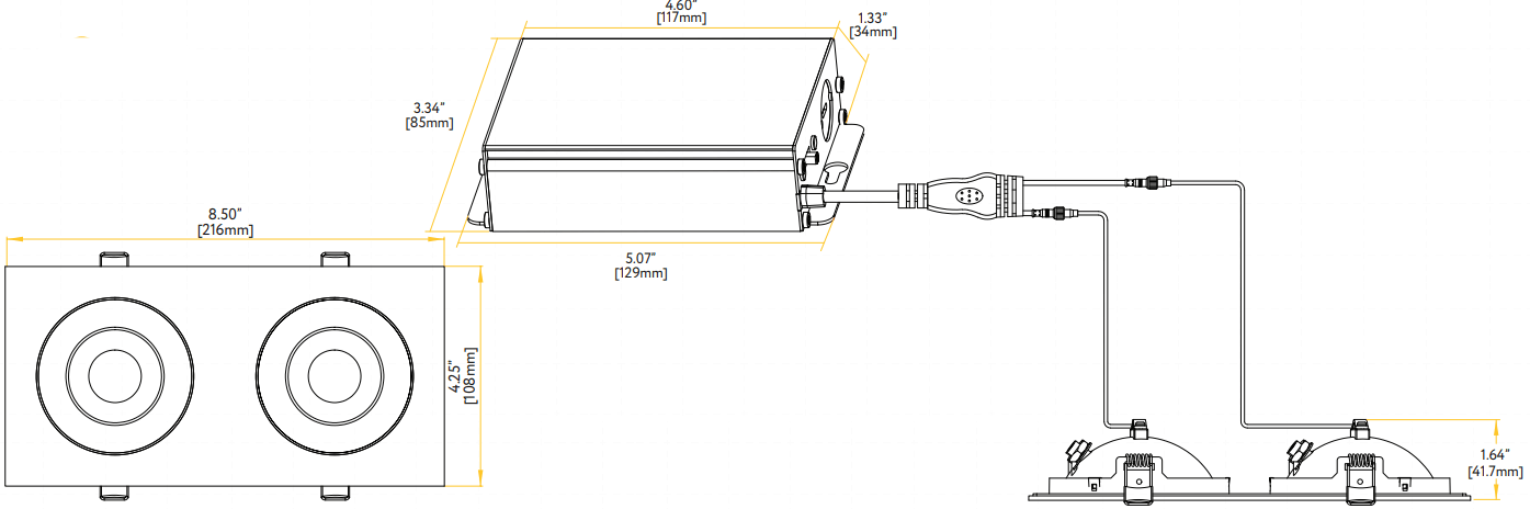 GDL - G01022Goodlite Flarion G - 01022 3.5" 20W LED 2 Head Rotating Gimbal Selectable CCT
