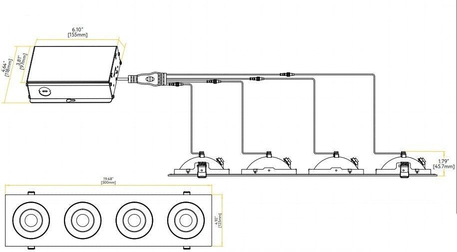 GDL-G01224Goodlite Flarion G-01224 4" 48W LED 4 Head Rotating Gimbal Selectable CCT