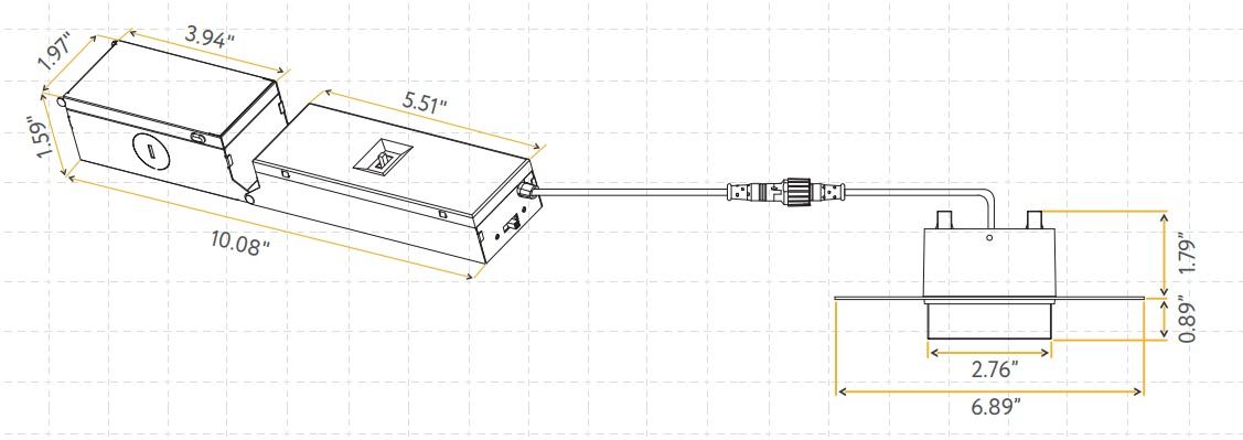GDL - G20464Goodlite G - 20464 4″ 20W LED Square Drop Trimless Spotlight Selectable CCT/Wattage