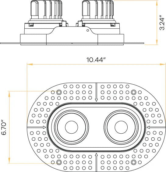 GDL-G23372Goodlite G - 23372 3.5" 28W 2 Head Oval Trimless Gimbal Selectable CCT