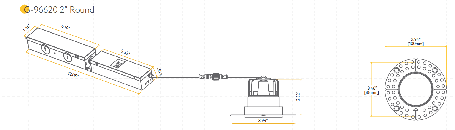 GDL - G96620Goodlite G - 96620 2″ 12W LED Trimless Flush Spotlight Selectable CCT/Wattage
