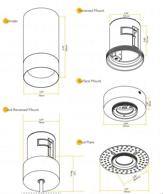GDL - G05423Goodlite Jupiter 3" 20W Cylinder Surface Mount Options
