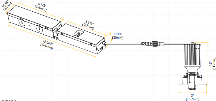 GDL - G25121Goodlite Saturn G - 25121 2" 14W LED Regressed Square Gimbaled Spotlight Selectable CCT/Wattage