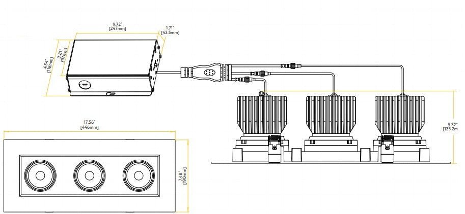 GDL - G99023Goodlite Saturn G - 99023 4″ 84W 3 Head LED Gimbal Selectable CCT/Wattage