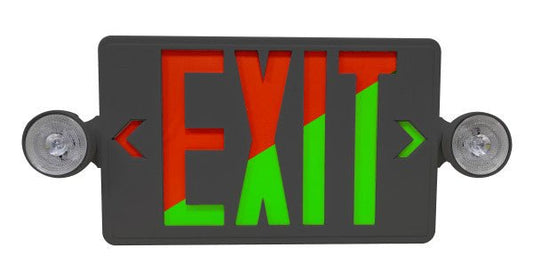 GBL-EX622-U-BKGreenBeam EXITON 6" LED Exit Sign & Emergency Light Combo, Dual Color Red/Green