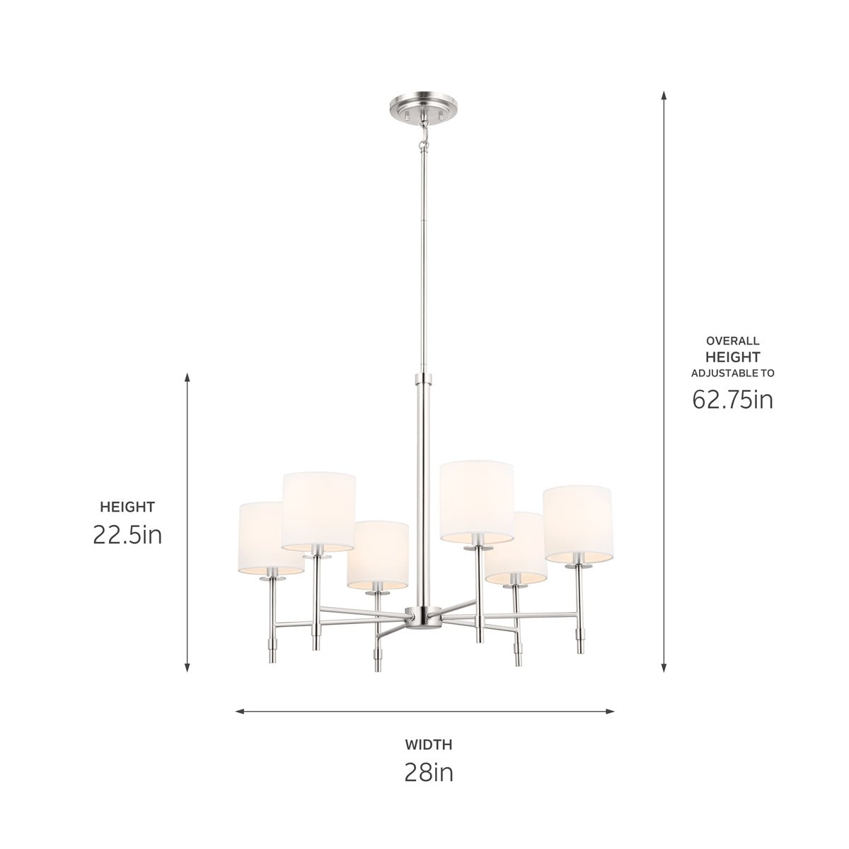 KICHLER-52500PNKICHLER Ali 52500 28" 6-Light Chandelier with Fabric Shades
