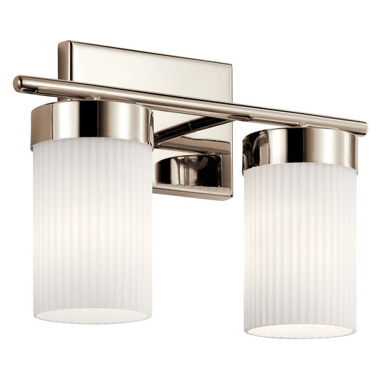KICHLER-55111PNKICHLER Ciona 55111 2 Light Vanity Light with Round Ribbed Glass