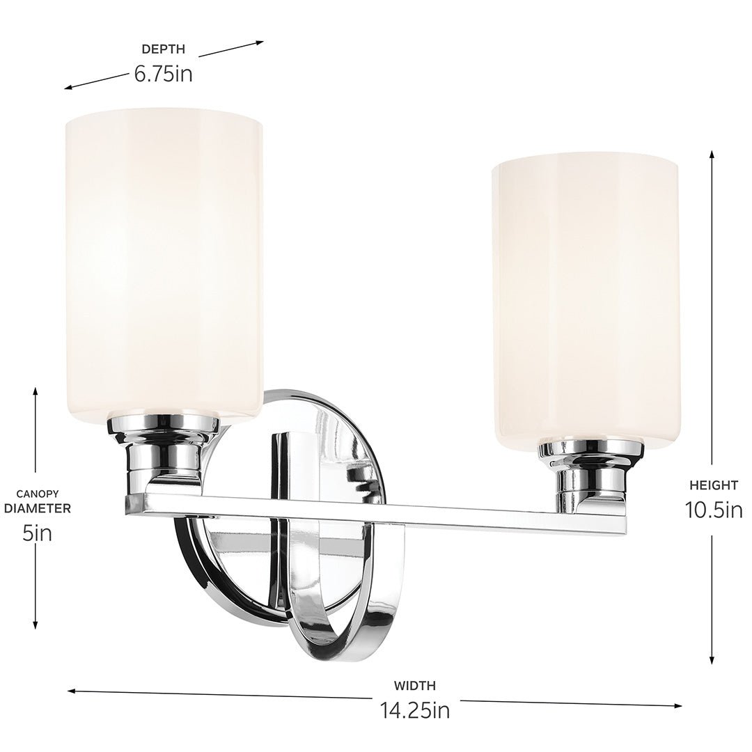 KICHLER-55225CPZKICHLER Gioe 55225 2 Light Vanity Light with Clear/Frosted Glass