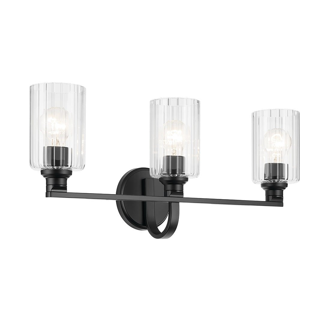 KICHLER-55226BKFLUKICHLER Gioe 55226 3 Light Vanity Light with Clear/Frosted Glass