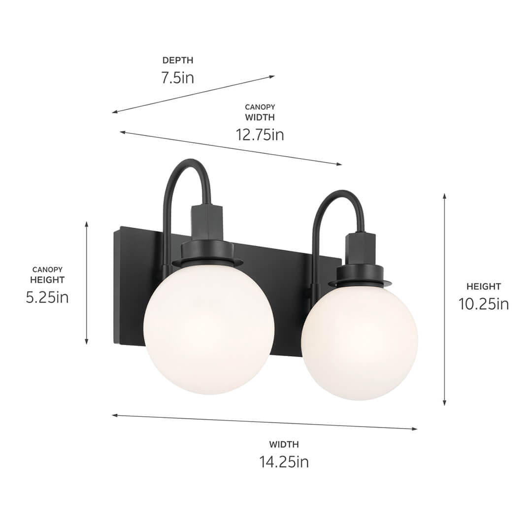 KICHLER-55150CPZKICHLER Hex 55150 2 Light Vanity with Frosted Glass